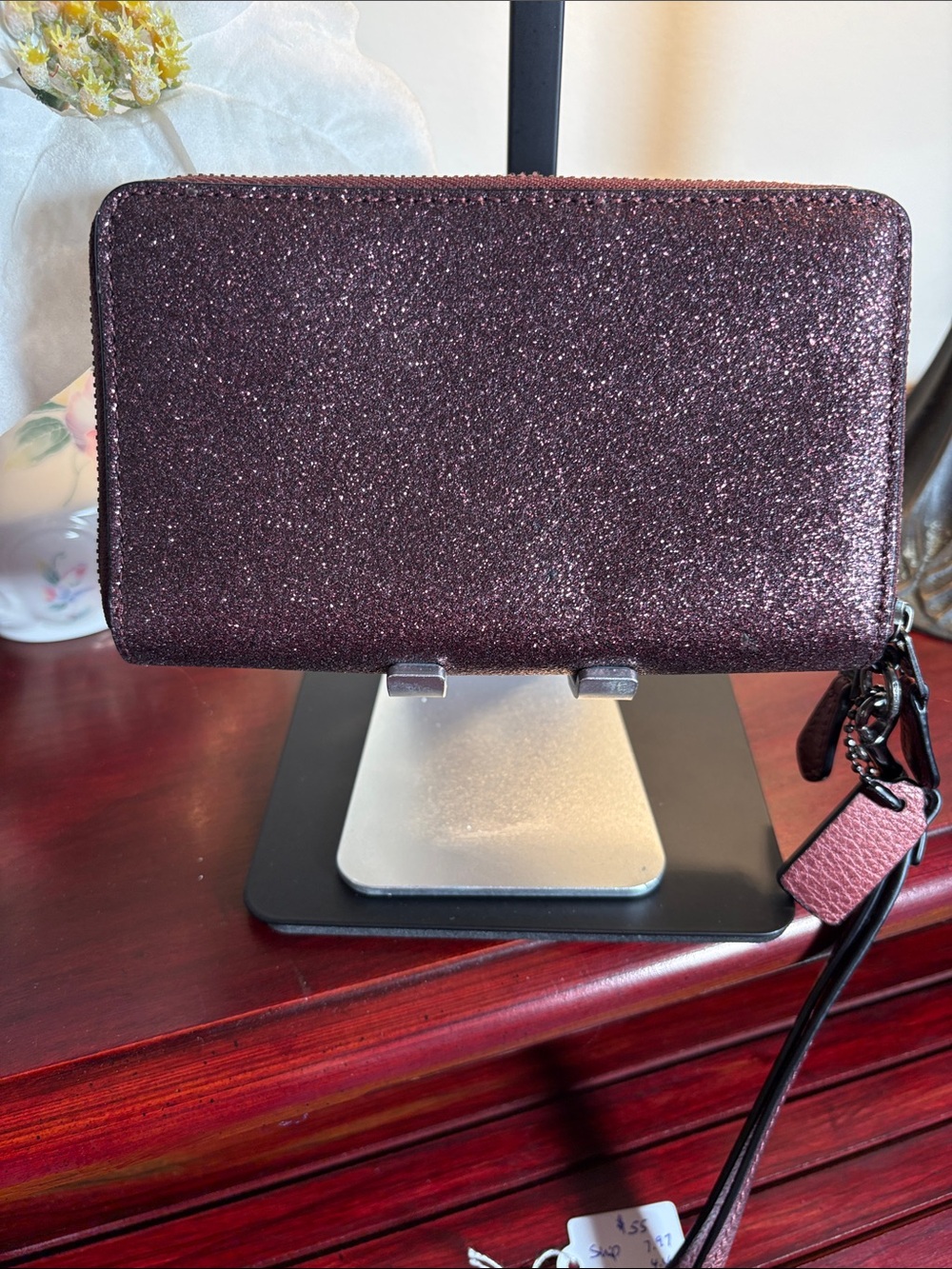 Coach Sparkle Zip-Around Wristlet Wallet in Plum - Picture 2 of 10